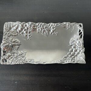 Arthur Court Grape Bread Tray // 6" x 12" // Aluminum Rectangular Serving Tray